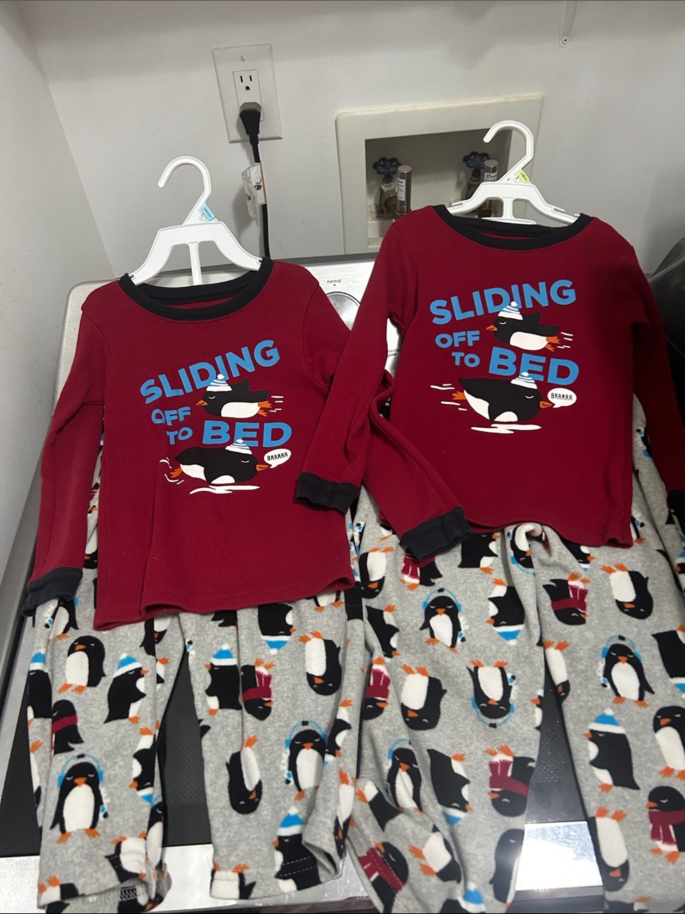 4t identical twin matching set pajama penguins winter thermal top unisex neutral